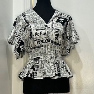Newspaper Fashion Print Top